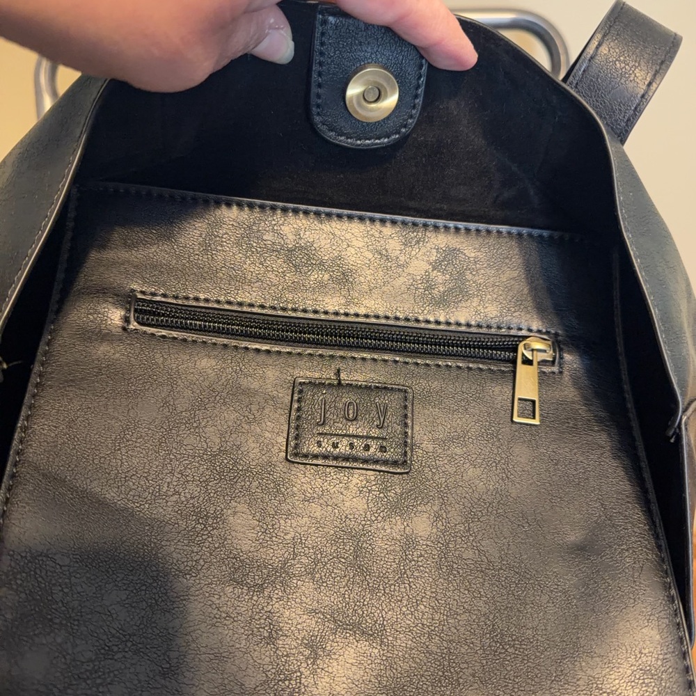 Joy Susan Black Faux Leather Tote Bag Large Minimalist Shoulder Bag - Picture 6 of 6